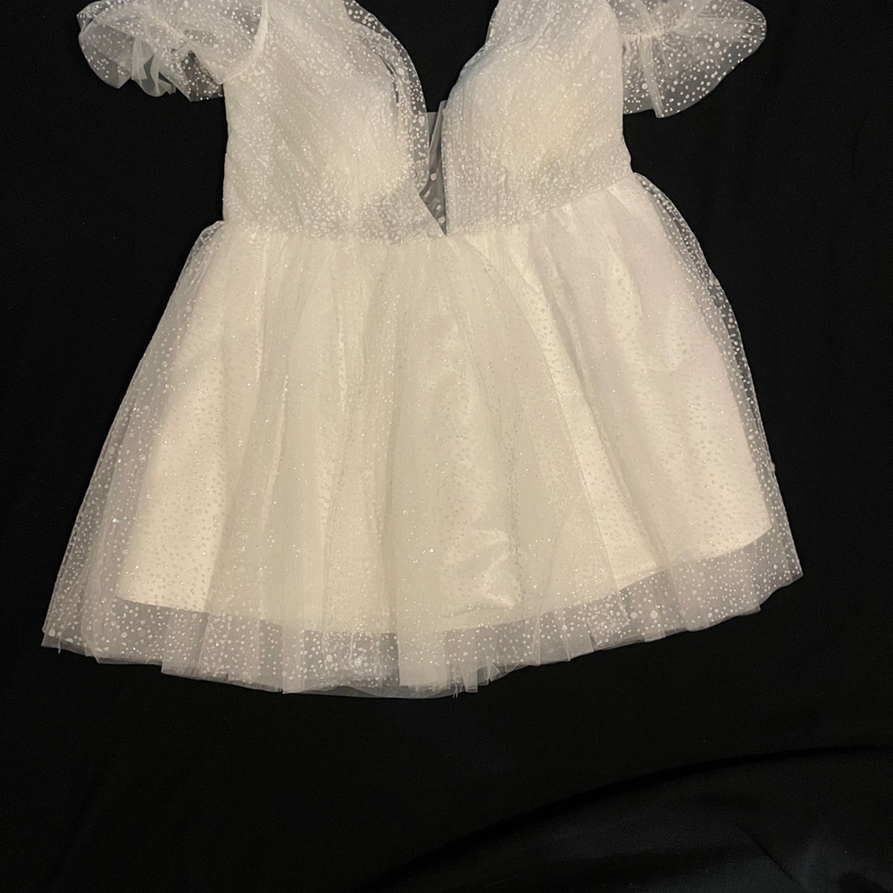 White Glitter Tulle Dress